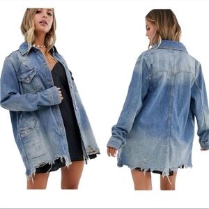 Free People Moonchild Distressed Oversized Denim